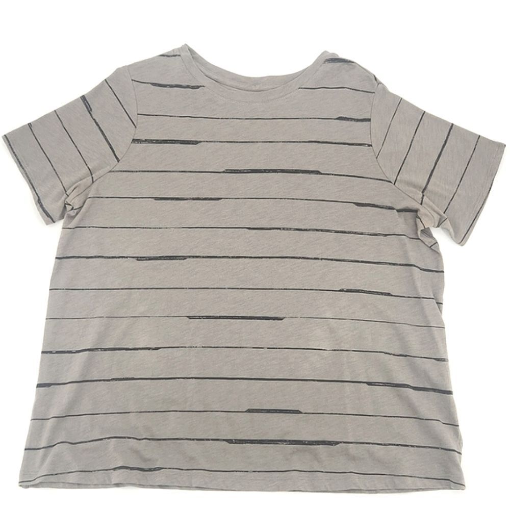 Athleta Organic Daily Striped Tee T-Shirt Size 1X Womens Brown Black Athleisure